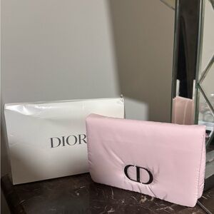 Dior Pale Pink CD Quilted Cosmetic Makeup Bag